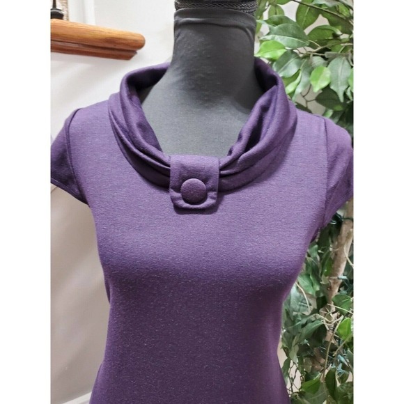 Alyn Paige Womens Purple Polyester Cowl Neck Cap Sleeve Knee Length Dress Size M - Picture 2 of 10